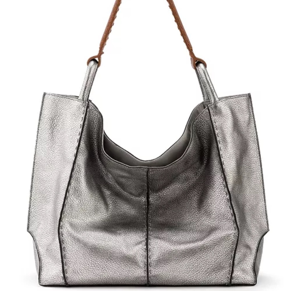 The Sak Metallic Silver Tote Bag